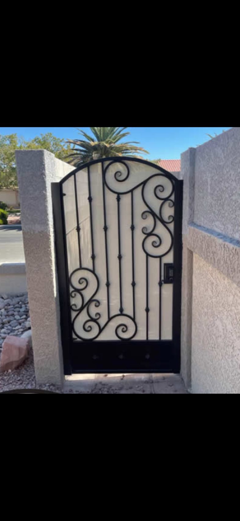 Decorative Wrought Iron Solid Single Entry Gate