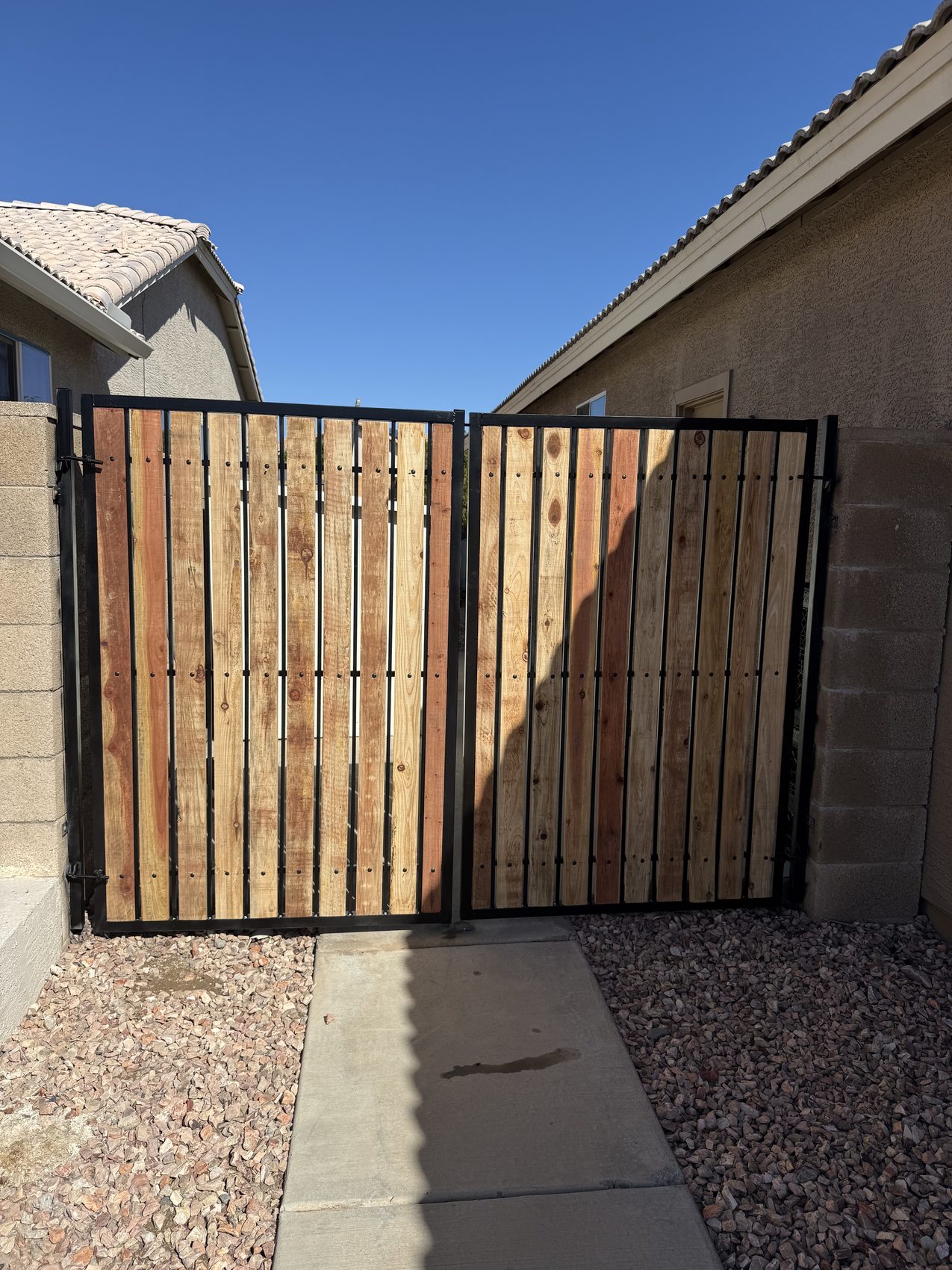 Double Entry Wood Slat Gate