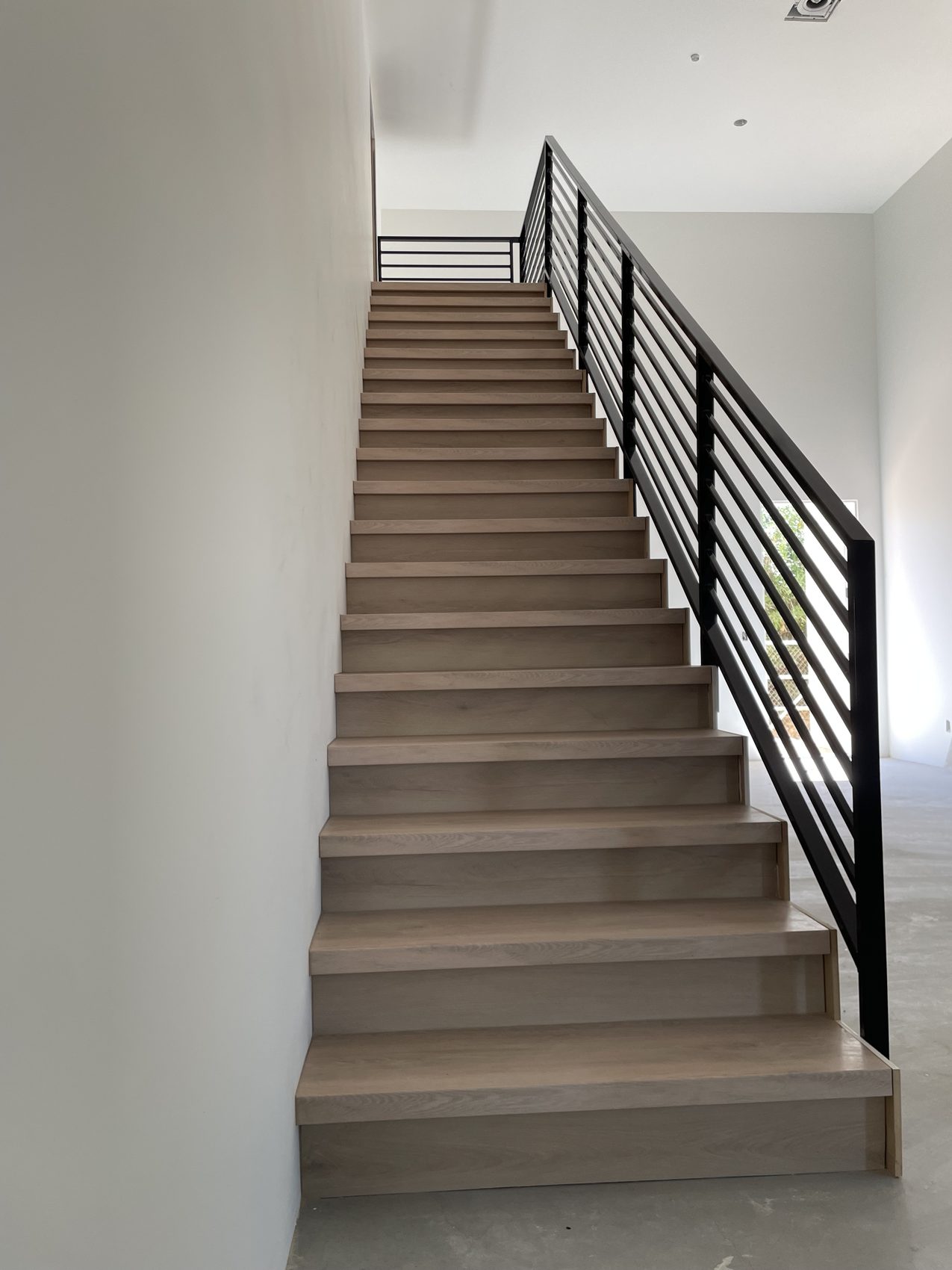 Horizontal Slat Railing Garage Inside