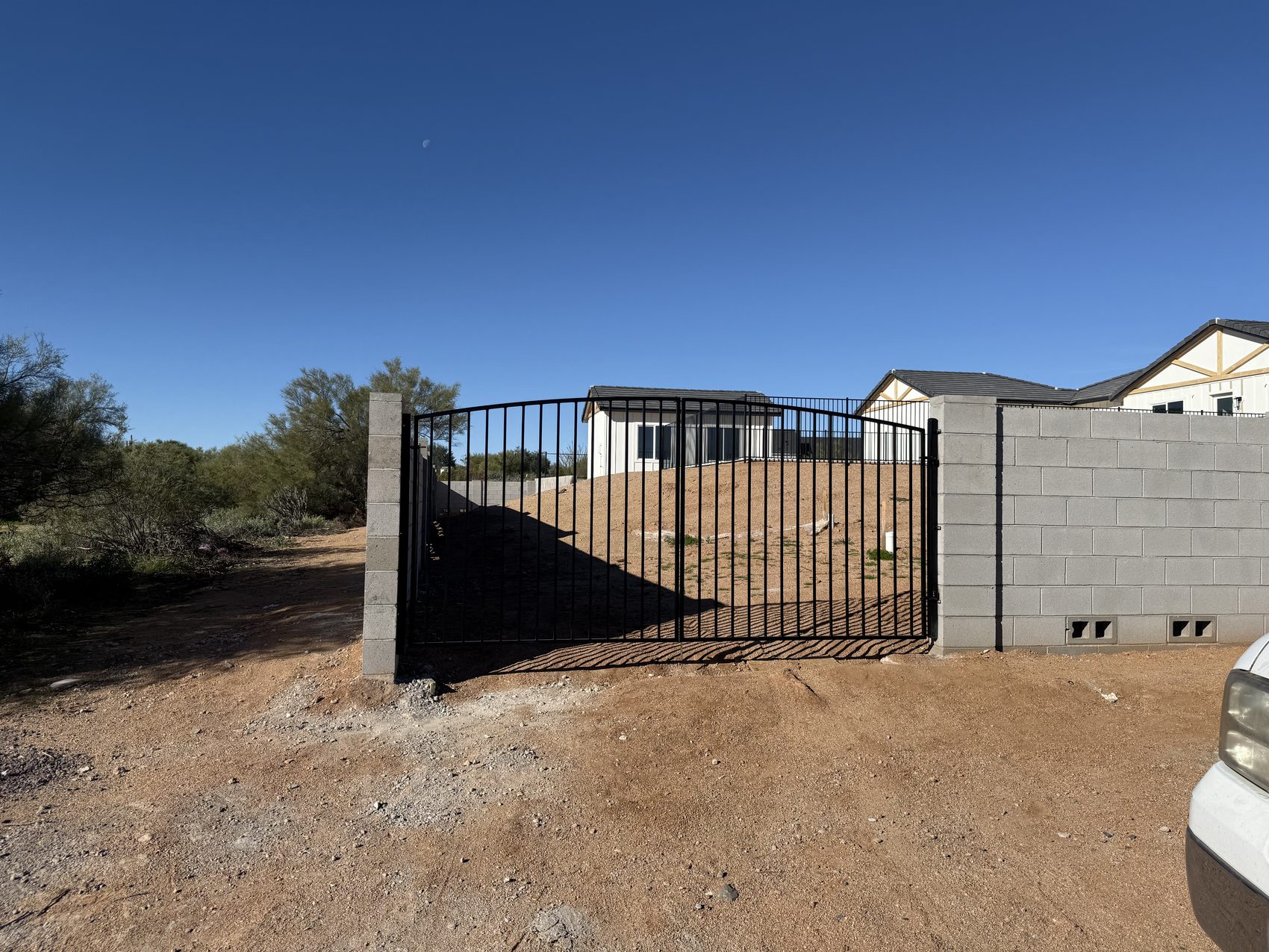 Arch Top Double Entry Wrought Iron Gate